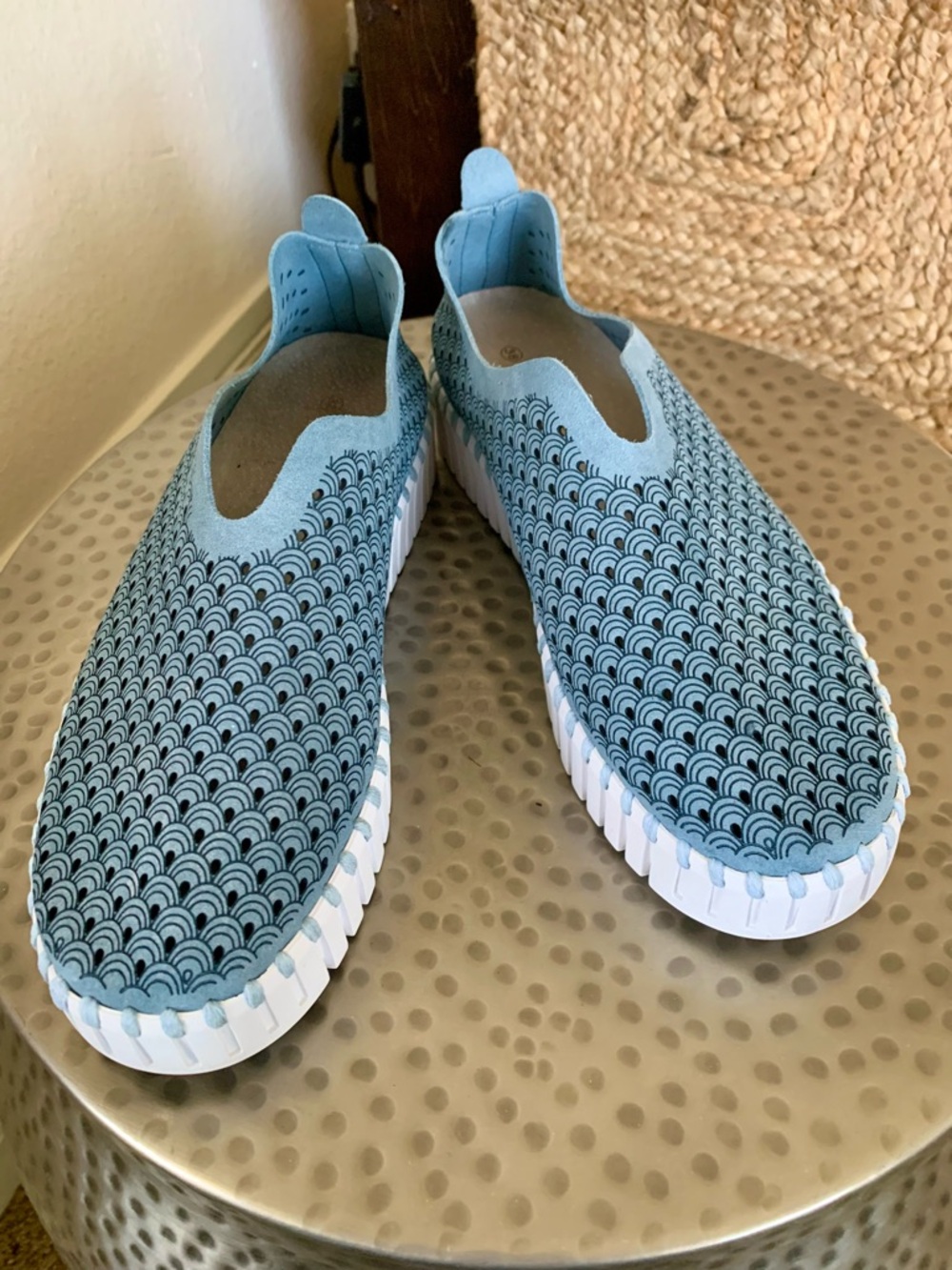 Ilse Jacobsen light blue perforated slip-on sneaker